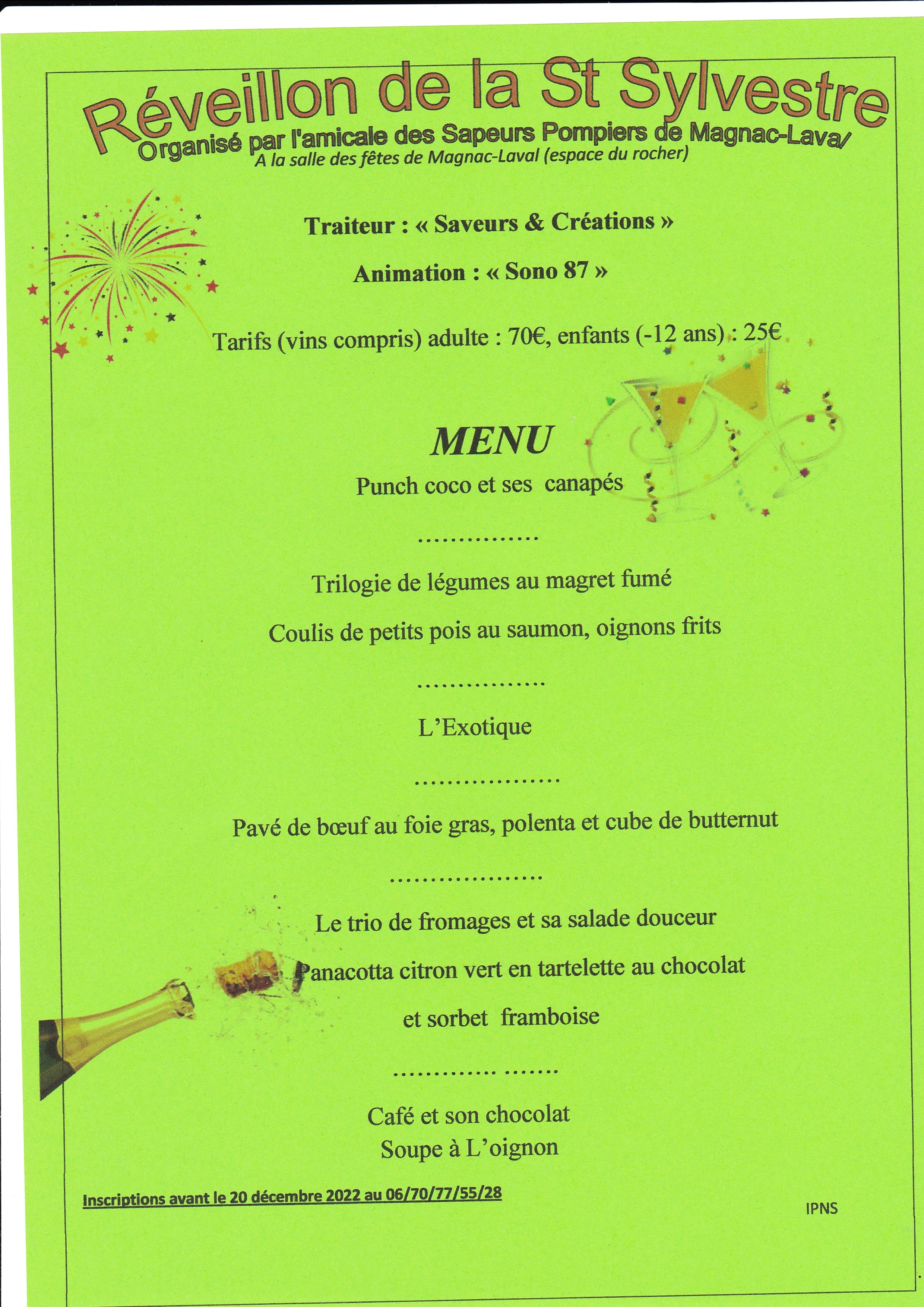 REVEILLON DE LA SAINT SYLVESTRE 2022